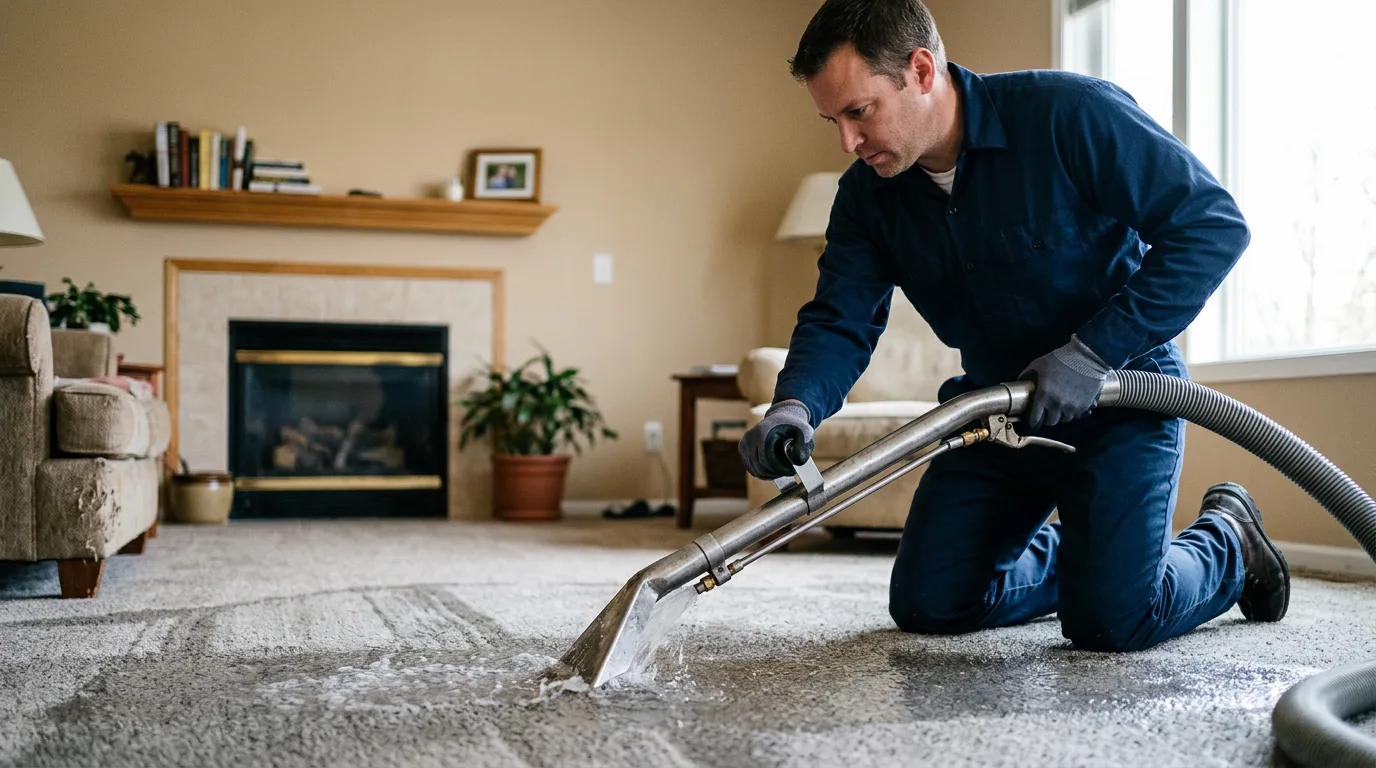 Water damage restoration technician working near Dayton, NJ